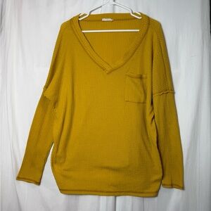 Reb.in J. Mustard V-Neck Women's Sweater Size 1xl